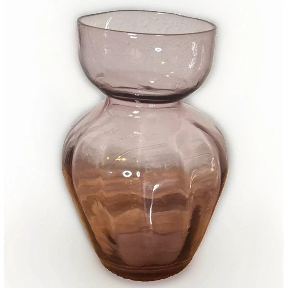 Vintage Amethyst Glass Hourglass Optic Panel Bud Vase